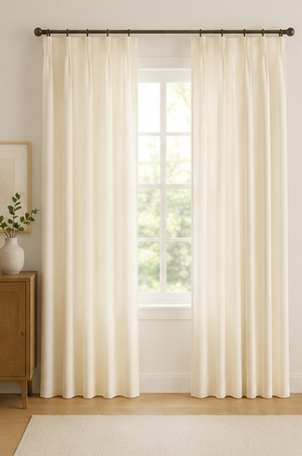 Maplehem Linen Ready Made Privacy Curtains – Pinch Pleat Unlined | Ivory, Light Gray & Sky Blue