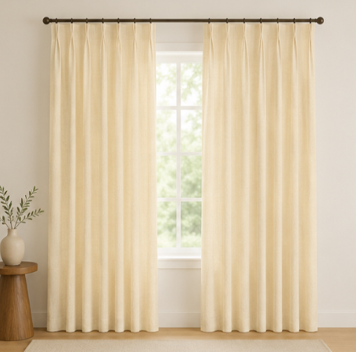 Maplehem Linen Pinch Pleat Curtains | Cream, Off-White & Blush Pink