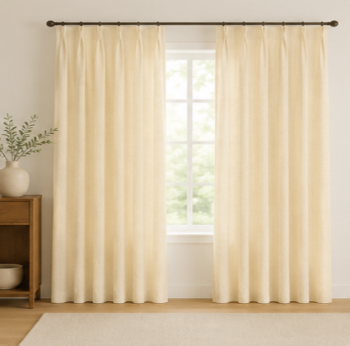 Maplehem Linen Pinch Pleat Curtains | Cream, Off-White & Blush Pink