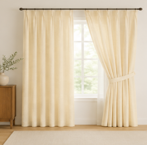 Maplehem Linen Pinch Pleat Curtains | Cream, Off-White & Blush Pink