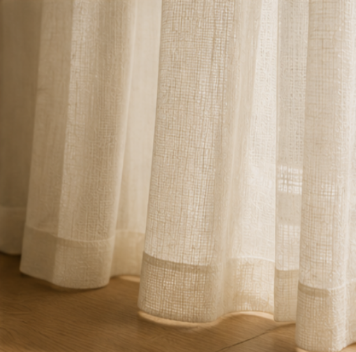 Maplehem Linen Sheer Curtains | Khaki Yellow, Light Khaki & Burlywood Birch