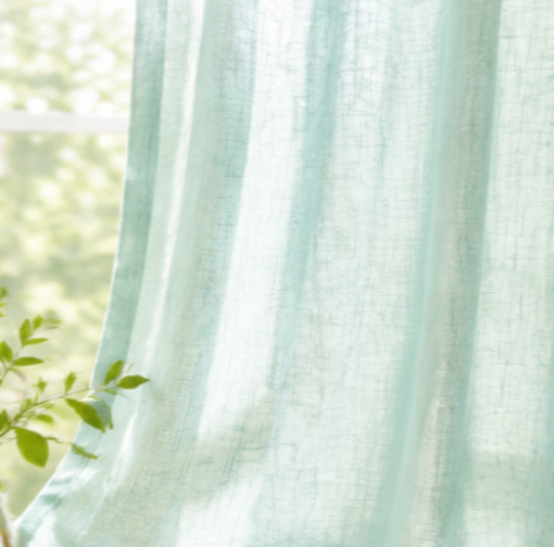 Maplehem Linen Pinch Pleat Curtains | Breathable Bedroom Drapes in Mint, Cream, Beige & Olive