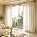 Maplehem Luxury Silk Pinch Pleat Curtains | Modern Living Room Drapes in Silver Gray & Silk Cream