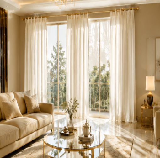 Maplehem Luxury Silk Pinch Pleat Curtains | Modern Living Room Drapes in Silver Gray & Silk Cream