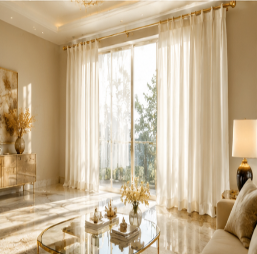 Maplehem Luxury Silk Pinch Pleat Curtains | Modern Living Room Drapes in Silver Gray & Silk Cream