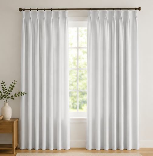 Maplehem Luxury Silk Pinch Pleat Curtains | Silk Cream, Silver Gray & Soft Blue