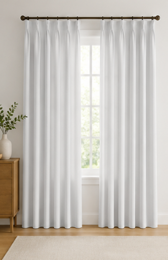 Maplehem Luxury Silk Pinch Pleat Curtains | Silk Cream, Silver Gray & Soft Blue