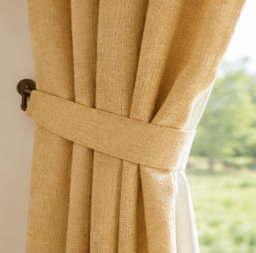 Maplehem Cotton Pinch Pleat Curtains | Farmhouse Dining Room Drapes in Mustard, Sage, Blue & More