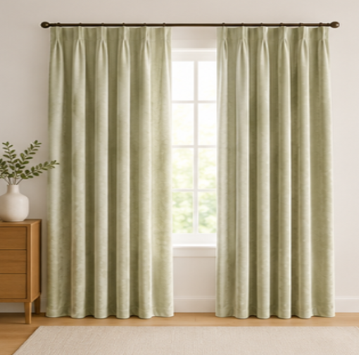 Maplehem Luxury Velvet Pinch Pleat Curtains | Terracotta, Mustard, Cream, Gray, Blue & Sage